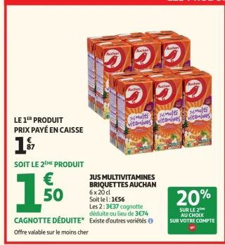 Jus multivitamines briquettes Auchan
