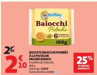 BISCUITS BAIOCCHI FOURRÉS À LA PISTACHE MULINO BIANCO