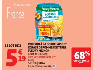 Poisson à la bordelaise et écrasé de pommes de terre Fleury Michon