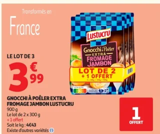 Gnocchi à poêler extra fromage jambon Lustucru