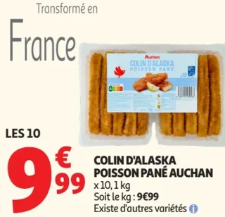 Colin d'Alaska poisson pané Auchan