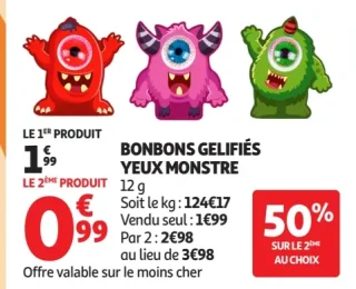 Bonbons gelifiés Yeux Monstre 12 g