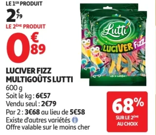 Luciver Fizz multigoûts Lutti 600 g