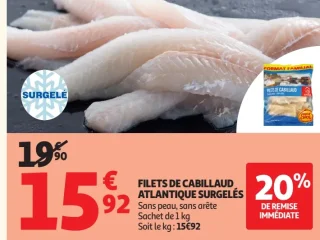 Filets de cabillaud atlantique surgelés