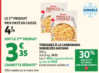 Torsades à la carbonara surgelées Auchan