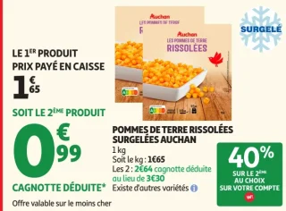 Pommes de terre rissolées surgelées Auchan