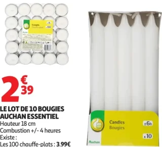 Le lot de 10 bougies Auchan Essentiel