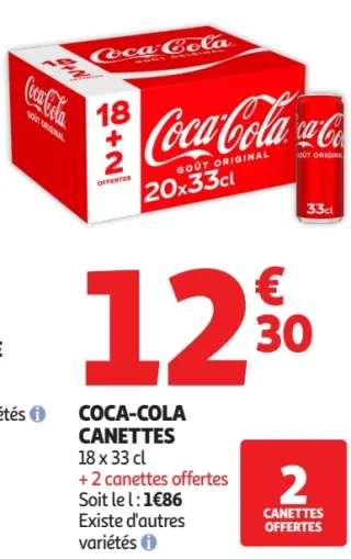 Coca-Cola Canettes Goût Original 18 x 33 cl