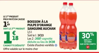 Boisson à la pulpe d'orange sanguine Auchan