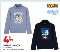 Sous-pull garçon Sonic / Bluey