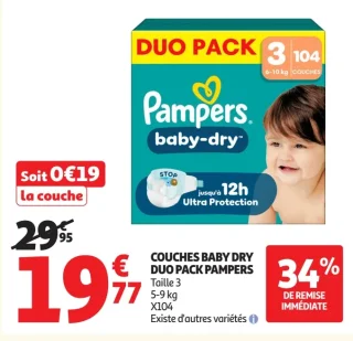 Couches Baby Dry Duo Pack Pampers
