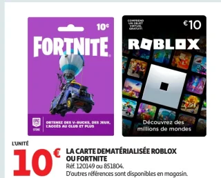 La carte dématérialisée Roblox ou Fortnite