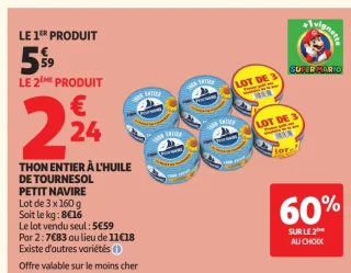 Thon entier à l'huile de tournesol Petit Navire