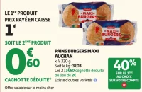 Pains burgers maxi Auchan