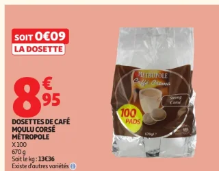 Dosettes de café moulu corsé Métropole