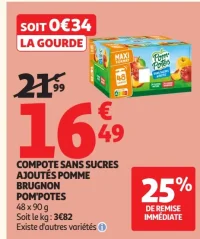 Compote sans sucres ajoutés pomme brugnon Pom'Potes