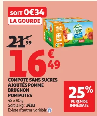 Compote sans sucres ajoutés pomme brugnon Pom'Potes