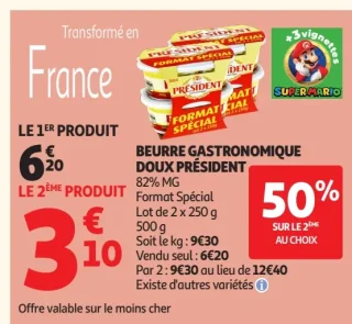Beurre gastronomique doux Président