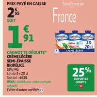 Crème légère semi-épaisse Bridélice