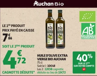Huile d'olive extra vierge bio Auchan