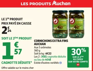 Cornichons extra fins Auchan