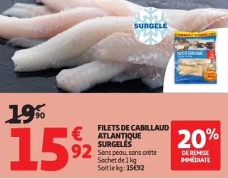 Filets de cabillaud atlantique surgelés