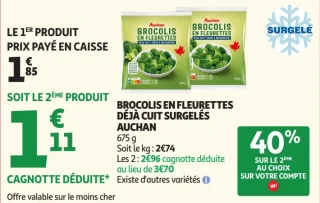 Brocolis en fleurettes déjà cuit surgelés Auchan