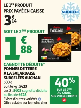 Pommes de terre à la sarladaise surgelées Auchan