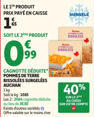Pommes de terre rissolées surgelées Auchan