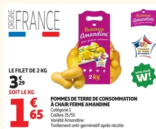 Pommes de terre de consommation à chair ferme Princesse Amandine
