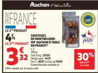 Saucisses de Montbéliard IGP Auchan à Table