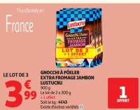 Gnocchi à poêler extra fromage jambon Lustucru