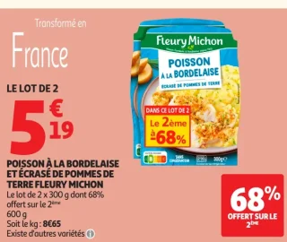 Poisson à la bordelaise et écrasé de pommes de terre Fleury Michon