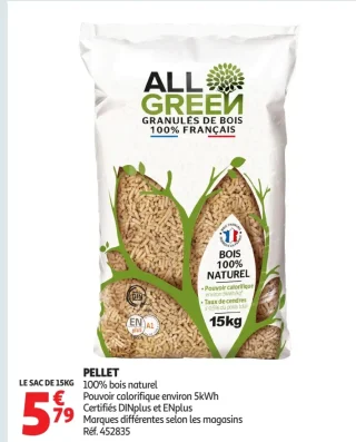 Pellet 100% bois naturel All Green 15 kg
