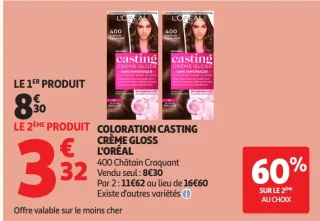COLORATION CASTING CRÈME GLOSS L'ORÉAL 400 Châtain Craquant