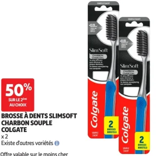 BROSSE À DENTS SLIMSOFT CHARBON SOUPLE COLGATE x 2