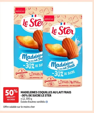 Madeleines coquilles au lait frais -30% de sucre Le Ster
