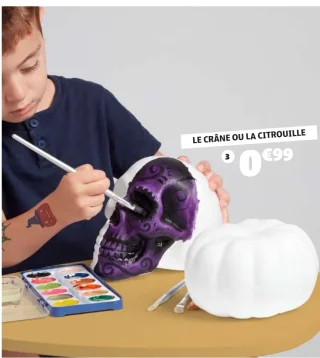 Figurine à peindre Halloween Le crâne ou la citrouille