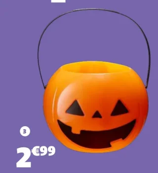 Seau à bonbons citrouille en plastique