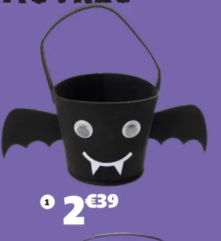Seau à bonbons chauve-souris en feutrine