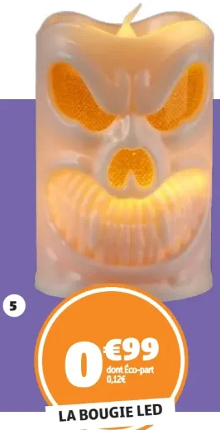 Bougie LED citrouille Ø 6 x 9,5 cm