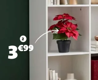 Pot poinsettia artificiel