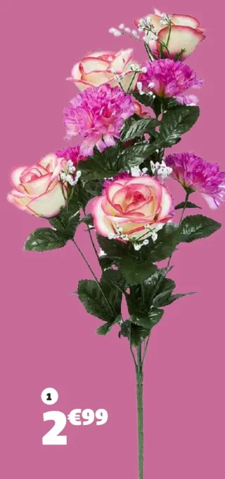 Piquet œillets et roses 10 têtes GiFi