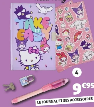 Journal intime et ses accessoires Hello Kitty
