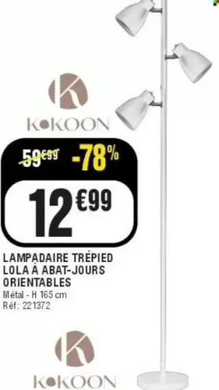 Lampadaire trépied Lola à abat-jours orientables Kokoon