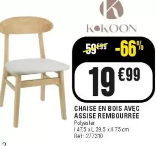 Chaise en bois avec assise rembourrée Kokoon
