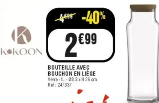 Bouteille avec bouchon en liège KOKOON