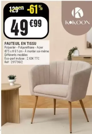 Fauteuil en tissu Kokoon