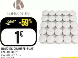 Bougies chauffe-plat en lot x50 Kokoon