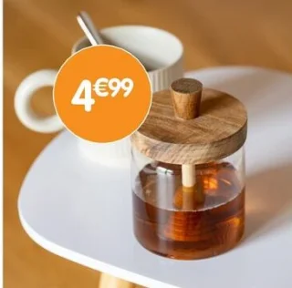 Pot à miel en verre avec cuillère en bois